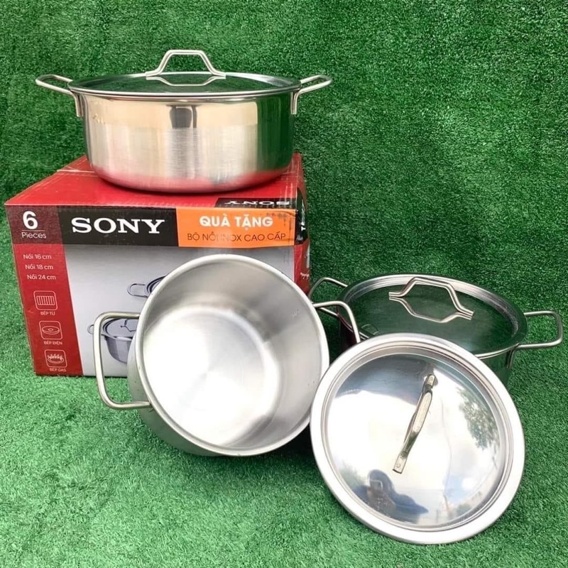 BỘ 3 NỒI INOX SONY xài cho mọi loại bếp