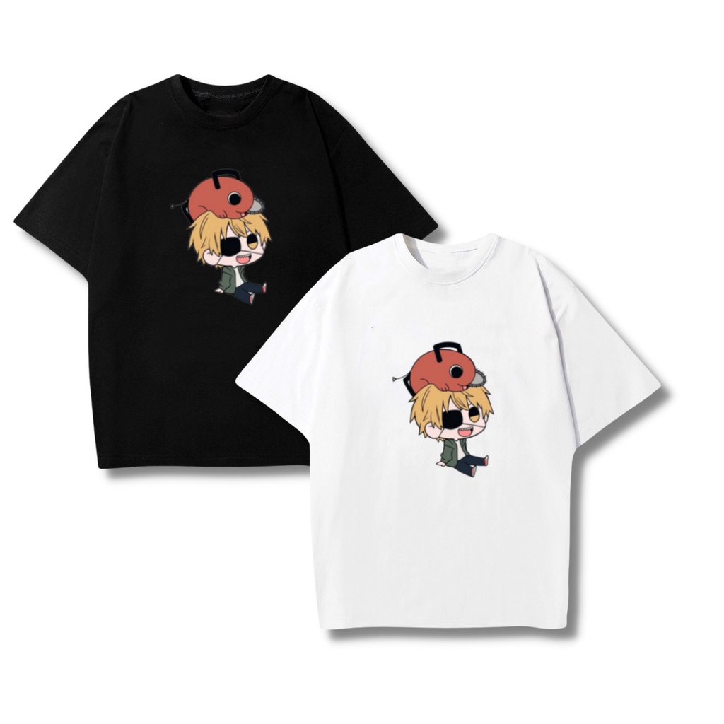 Áo phông unisex nam nữ Chainsaw man chibi form rộng tay lỡ đẹp mịn mát