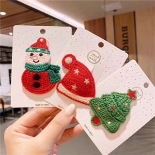  1 Kẹp Tóc Mái Bật Đan Len Hình Cây Thông Chiếc Tất Mũ  Ông Già Noel Dễ Thương Xinh Xắn Phụ Kiện Tóc 