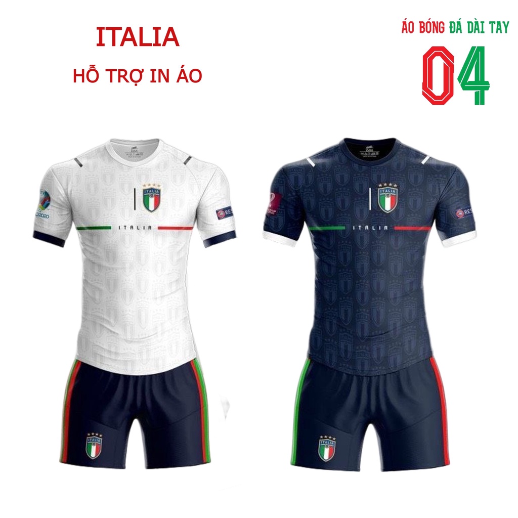 Bộ quần áo bóng đá Thun thái CLB Italia 2 màu trắng, xanh than