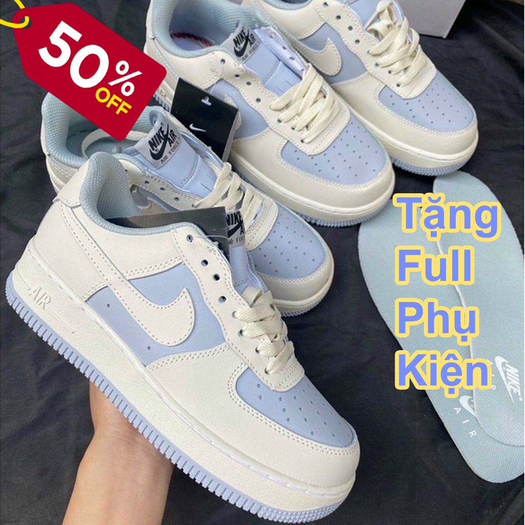 Giày Air Force 1 Low Cream Blue - Giày AF1 Xanh Kem Cao Cấp Nam Nữ Cao Cấp