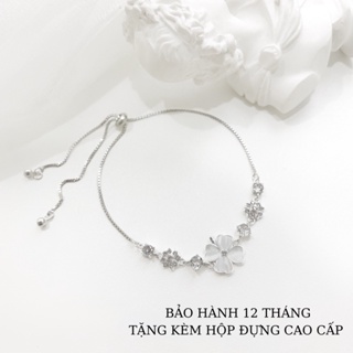 Vòng tay bạc Miuu Silver, lắc tay dây rút điều chỉnh size cỏ 4 lá Miracle