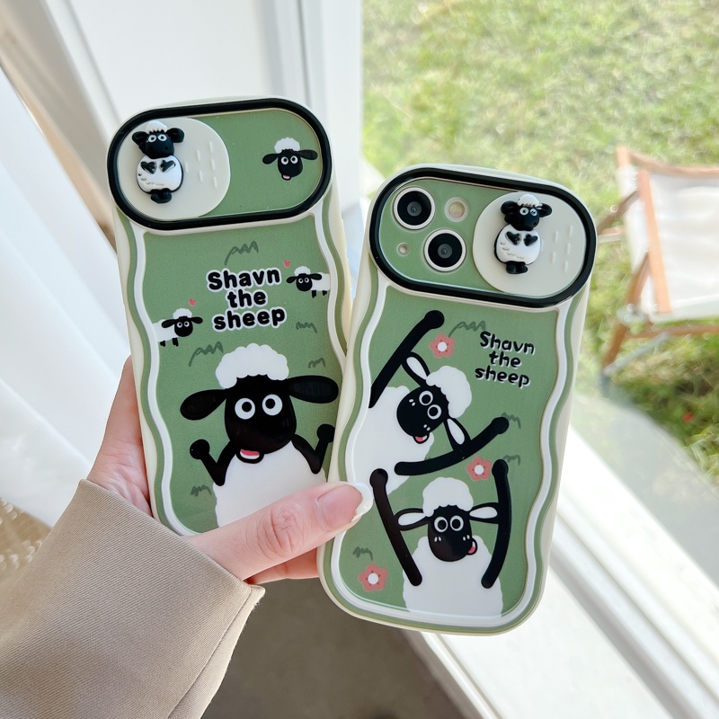 Ốp Điện Thoại Chống Sốc Có Nắp Trượt Bảo Vệ Camera In Hình Chú Cừu Hoạt Hình Cho Iphone 14 Plus 11 12 13 Pro Max