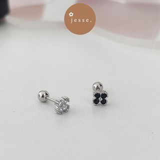 Khuyên tai thép không gỉ không phai màu bi hoa 4 lá T7 jesse store