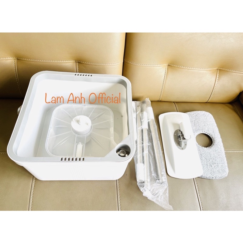 Bộ cây lau nhà tách nước bẩn chính hãng Mysuta bộ vuông, màu ghi trắng, hàng cao cấp