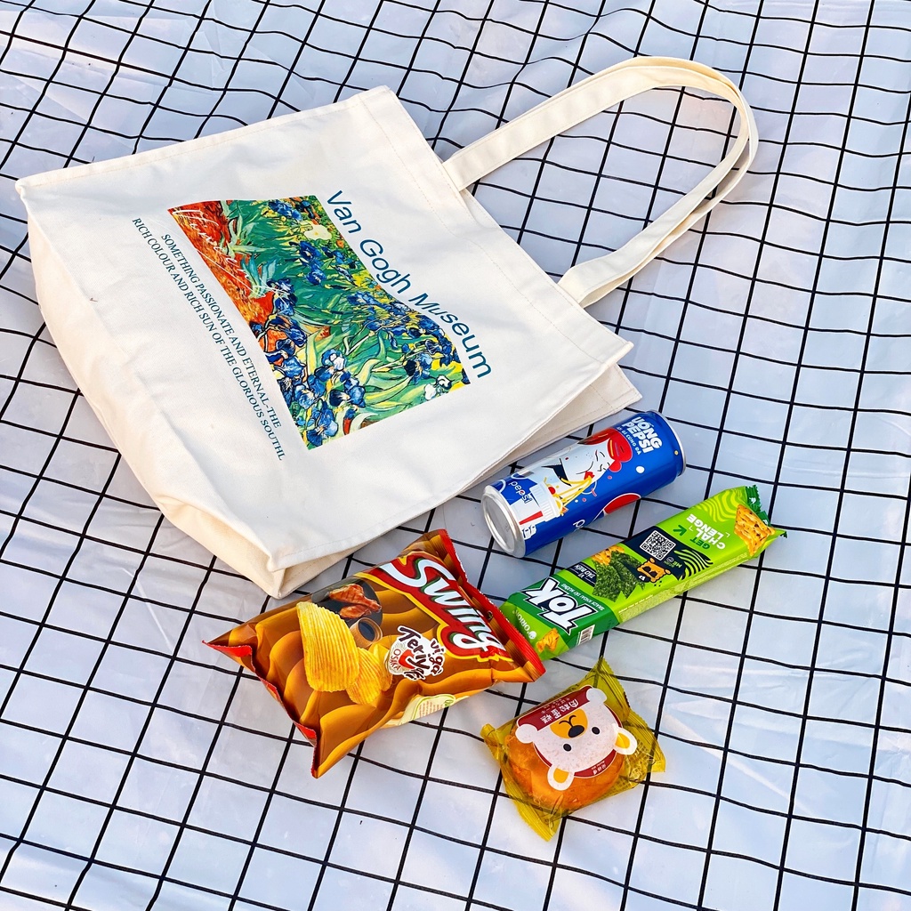 Túi tote túi canvas in họa tiết tranh hoa diên vĩ Van Gogh