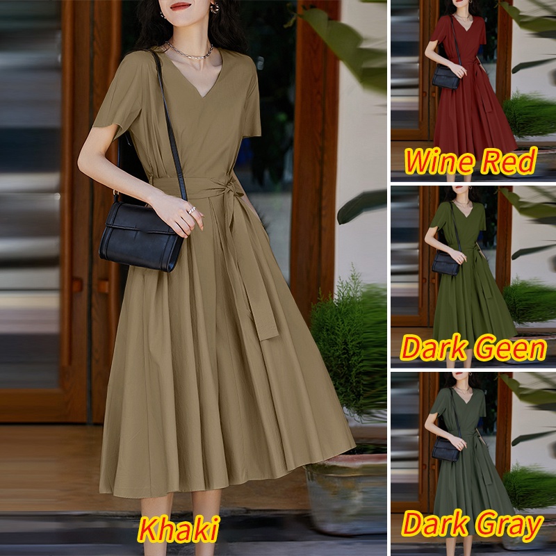 Đầm nữ Zanzea cổ v cột eo thời trang hàn quốc