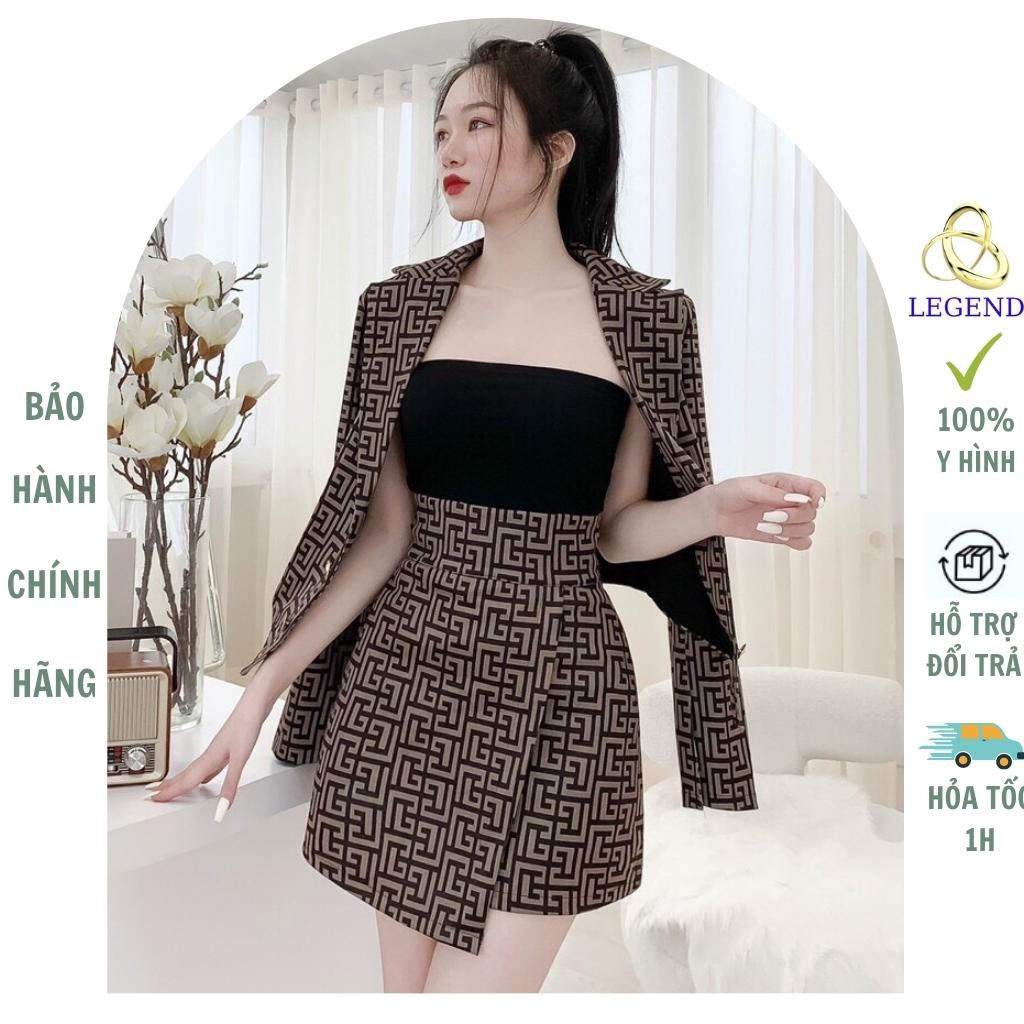Bộ vest nữ thời trang phối áo và chân váy form ôm tôn dáng thời thượng sang chảnh