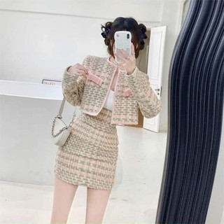 SET ÁO CROP DẠ VIỀN + CHÂN VÁY 🖤