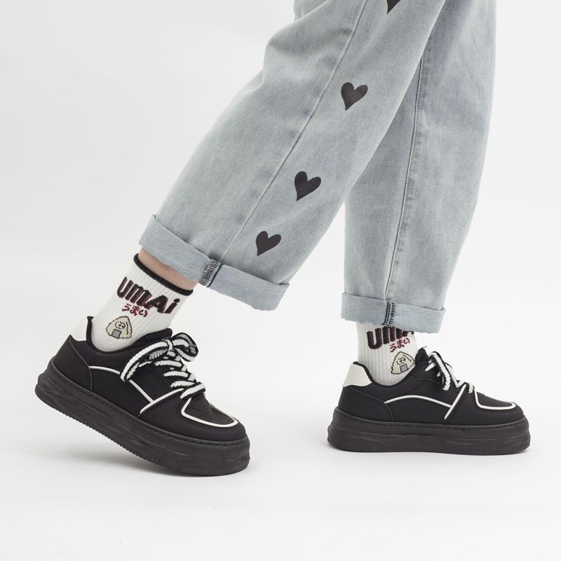 Bán Chạy#Giày Thể Thao Đế Dày Màu Đen Dễ Phối Đồ Thời Trang Mùa Thu Cho Nữ