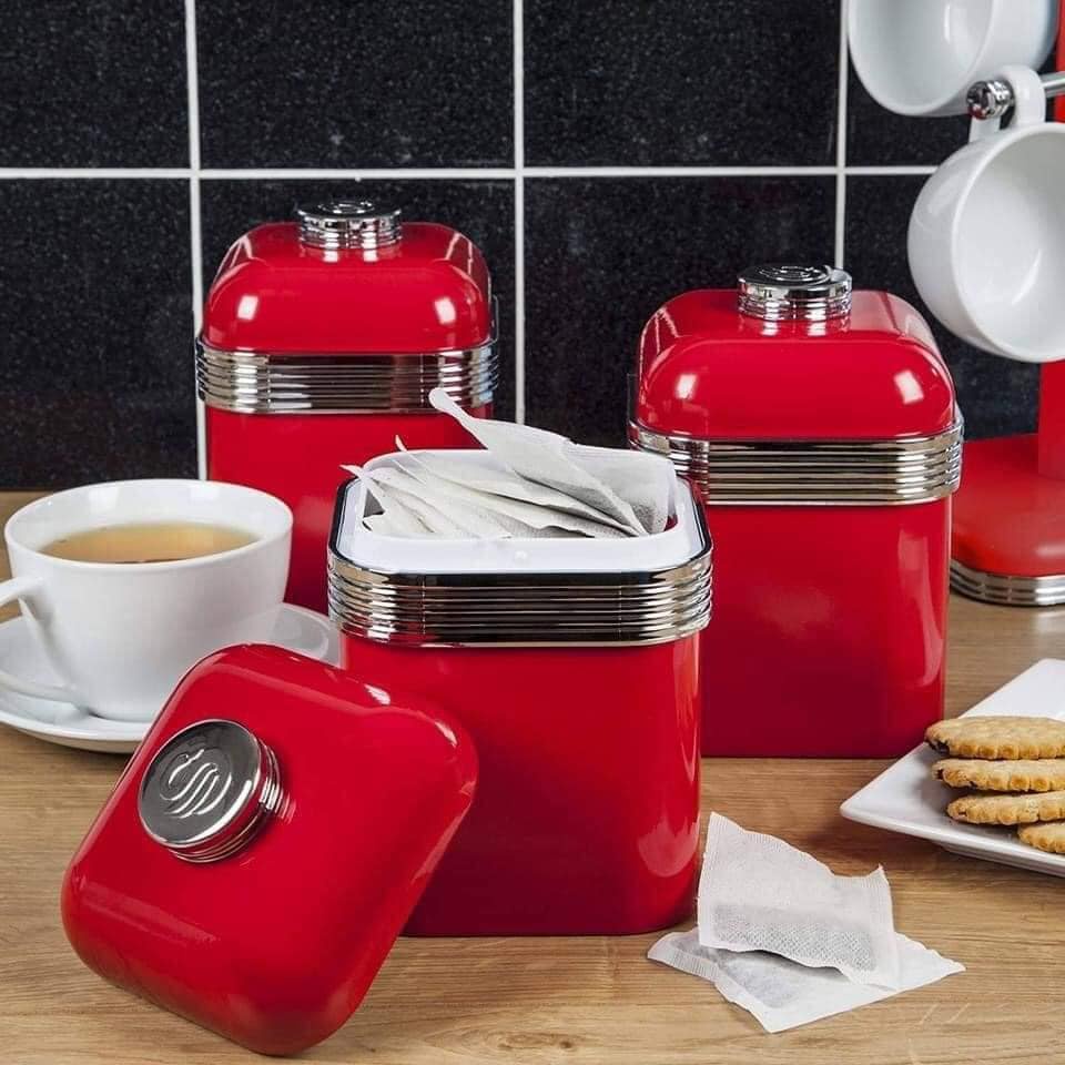 Set 3 hộp đựng cafe, trà và đường Swan Retro