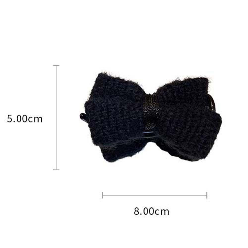 IVORY Kẹp Tóc Nơ Hai Mặt Bằng Len Dệt Kim Màu Cà Phê Phong Cách Hàn Quốc