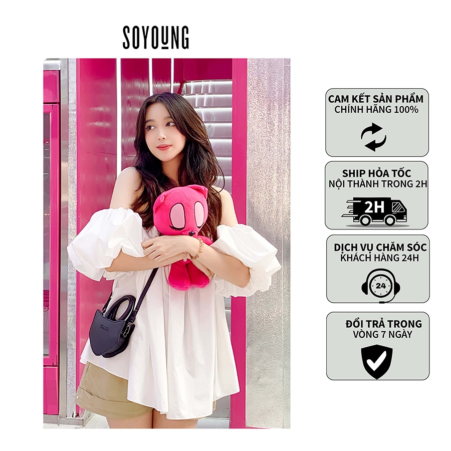 Áo trễ vai cúp ngực MAYA SO YOUNG tay phồng thiết kế các lớp layer xếp li thủ công - WHITE MAYA - ASY17112301W