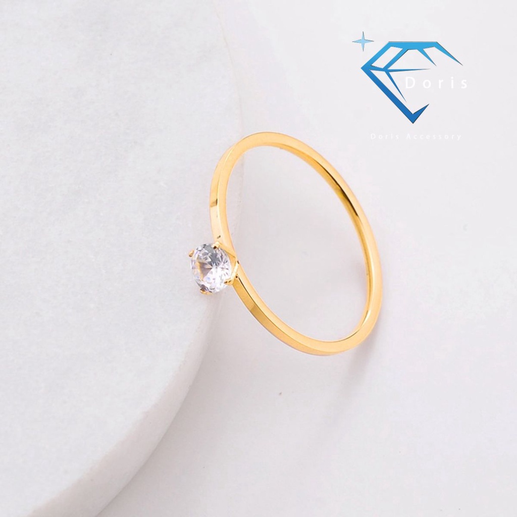 Nhẫn nứ Doris titan 1 hạt đá trắng Gold / Rose Gold J2-203