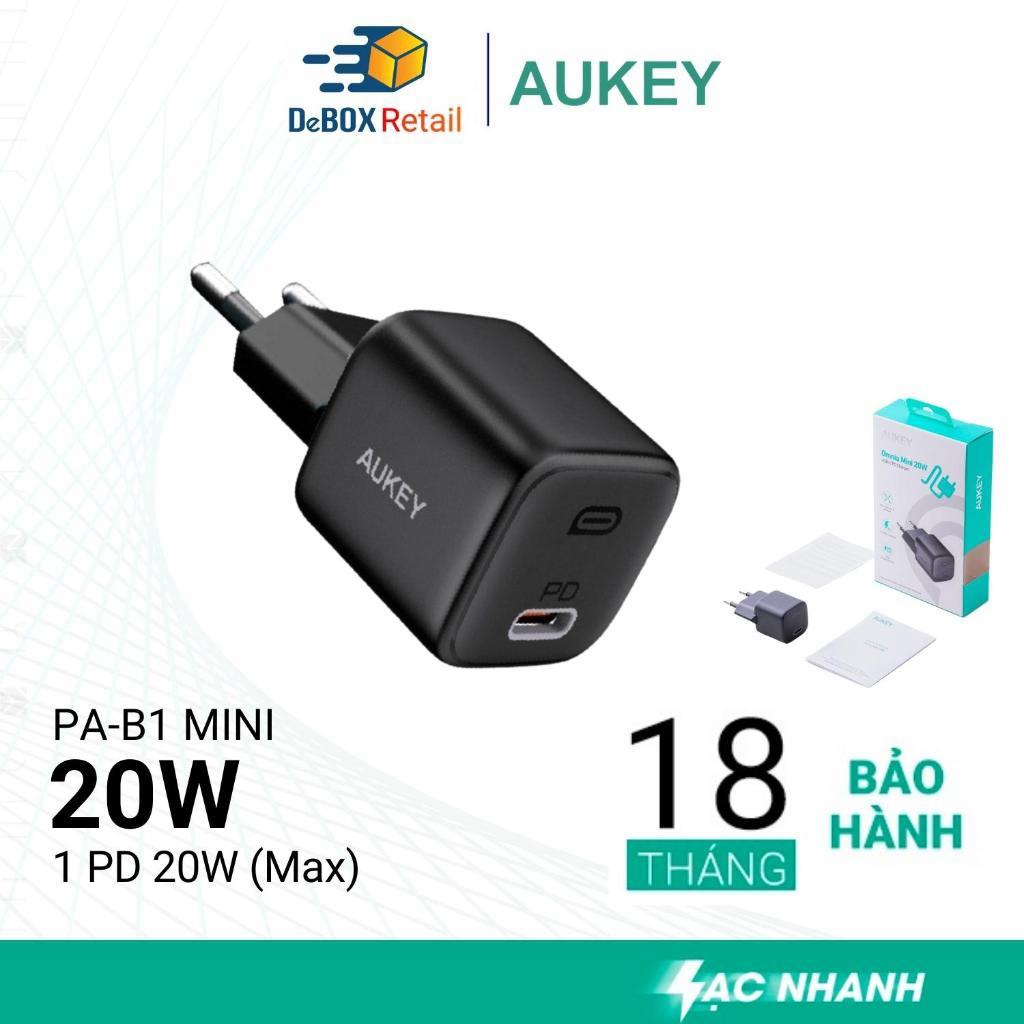 Sạc Nhanh Aukey PA-B1 Mini Omnia 20W Công nghệ GAN 2 Trong 1 Power Delivery 3.0 QC 18W - Hàng Chính Hãng