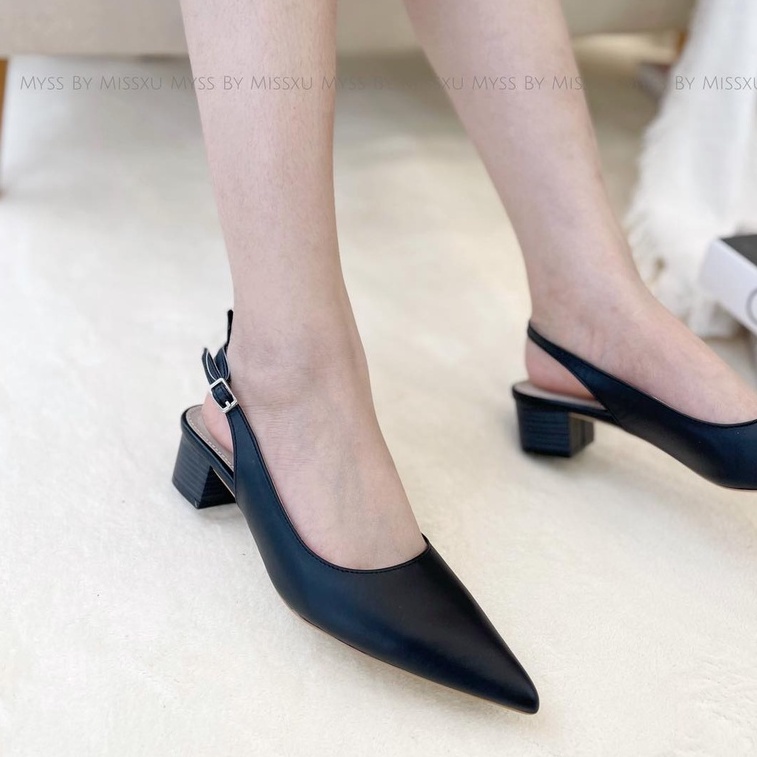 Giày cao gót nữ mũi nhọn da thật cài quai sau 4 cm cao cấp MYSS - CGDT03