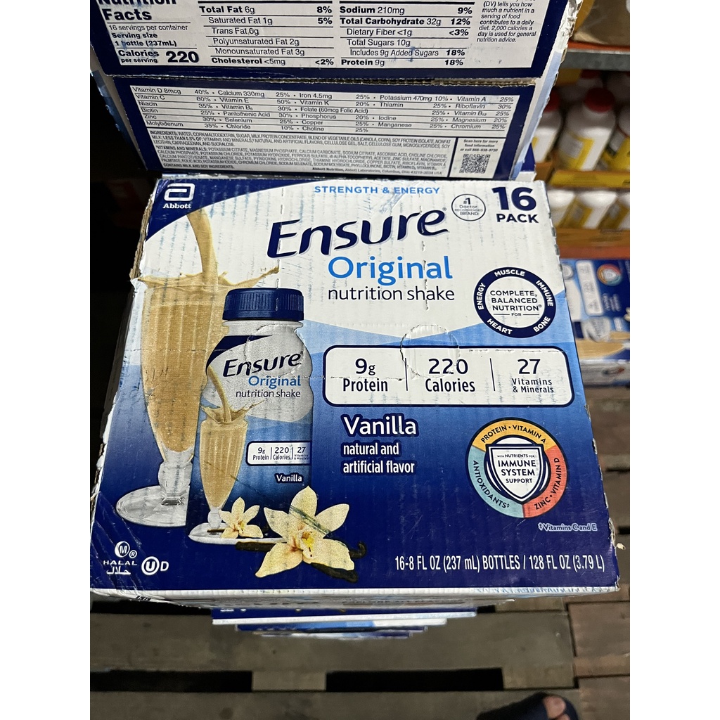 DATE 2024 Thùng 16, 24 Chai Sữa Ensure Nước Hương Vanilla 237g - Mỹ