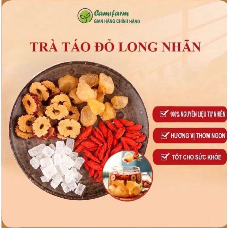 Trà Dưỡng Tâm Long Nhãn Táo Đỏ Kỷ Tử Camifarm tốt cho sức khỏe gói 10g