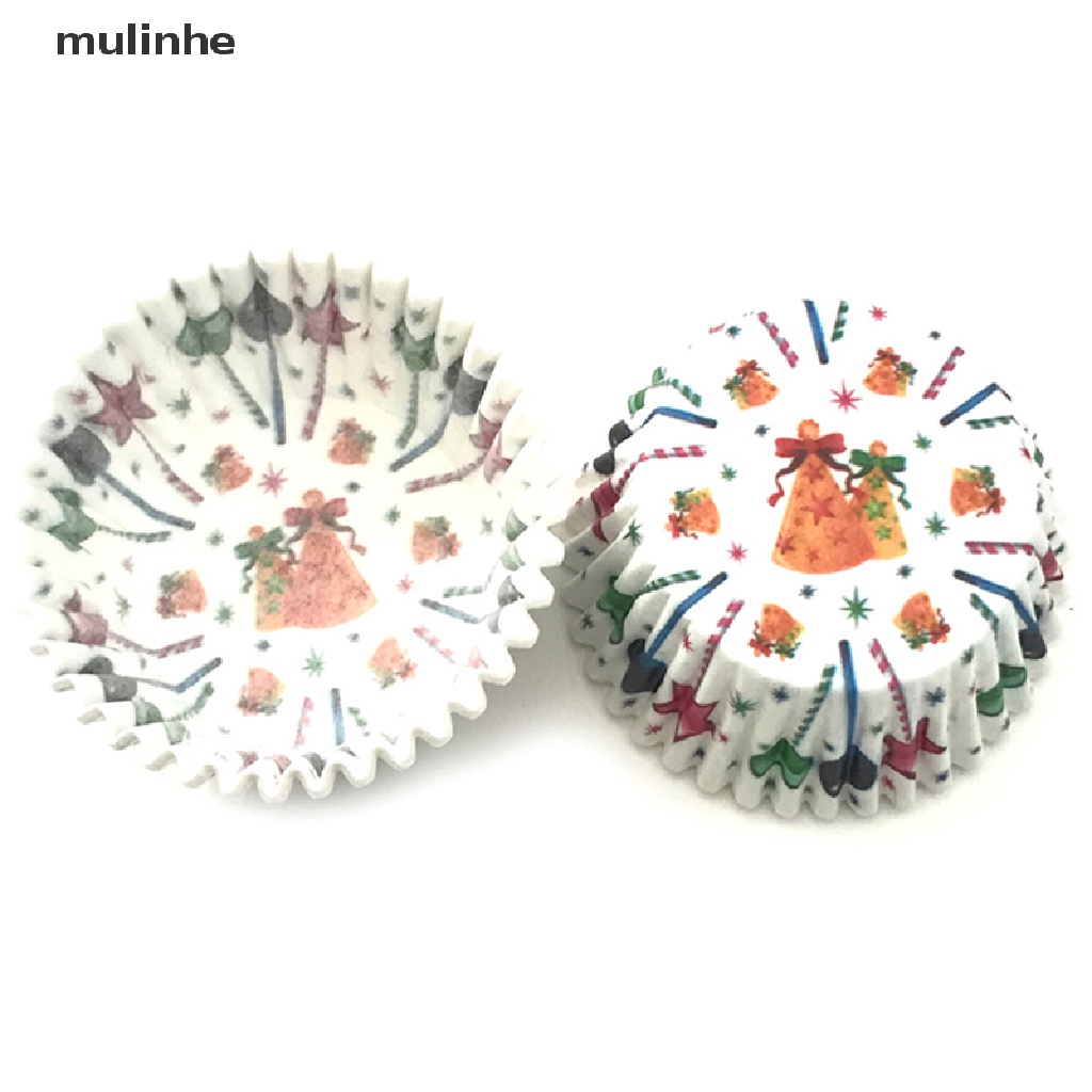 Set 100 Khay Đựng Bánh Cupcake / Muffin Họa Tiết Giáng Sinh Dễ Thương