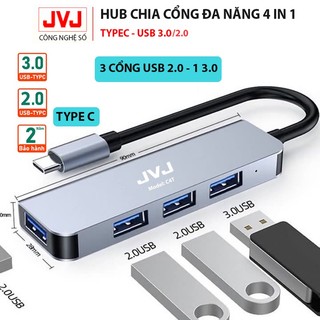  Hub USB typec C4 JVJ 4 trong 1 cổng chuyển đổi chia cổng Type-C USB sang USB 3.0 2.0 cho MacBook laptop - Bảo hành 2 năm 
