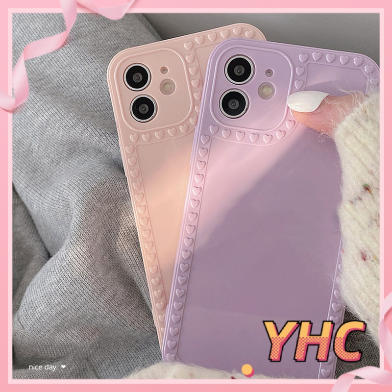 Ốp Điện Thoại Màu Trơn Họa Tiết Trái Tim Cho Iphone 6s 6splus 7 7plus 8 8plus X XS XSMAX 11 12 Pro Max Plus Promax-020