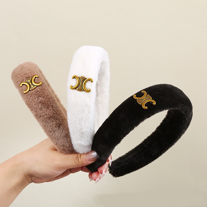 Băng đô cài tóc lông mềm phong cách sang trọng cho nữ-Bơ Store