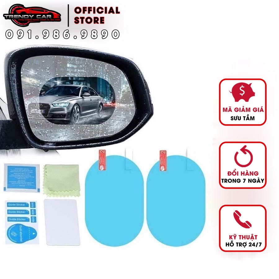 🚗 2 miếng dán chống bám nước mưa trên kính hậu xe ô tô - hình bầu dục | Phụ kiện xe hơi Trendyhome 🚗