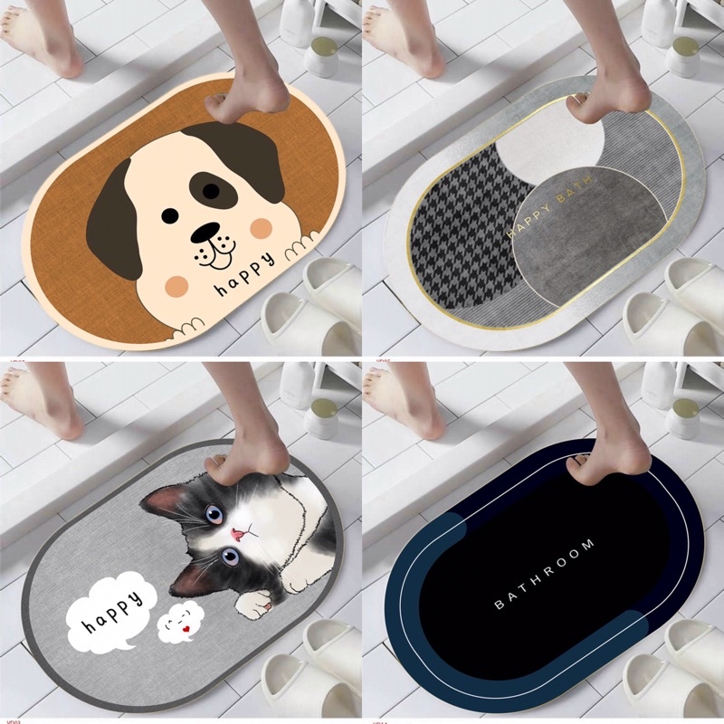 Thảm Lau Chân 3D Siêu Thấm Cực Đẹp, Chống Trơn Trượt Cho Phòng Tắm, Phòng Bếp, Phòng Khách 40x60cm