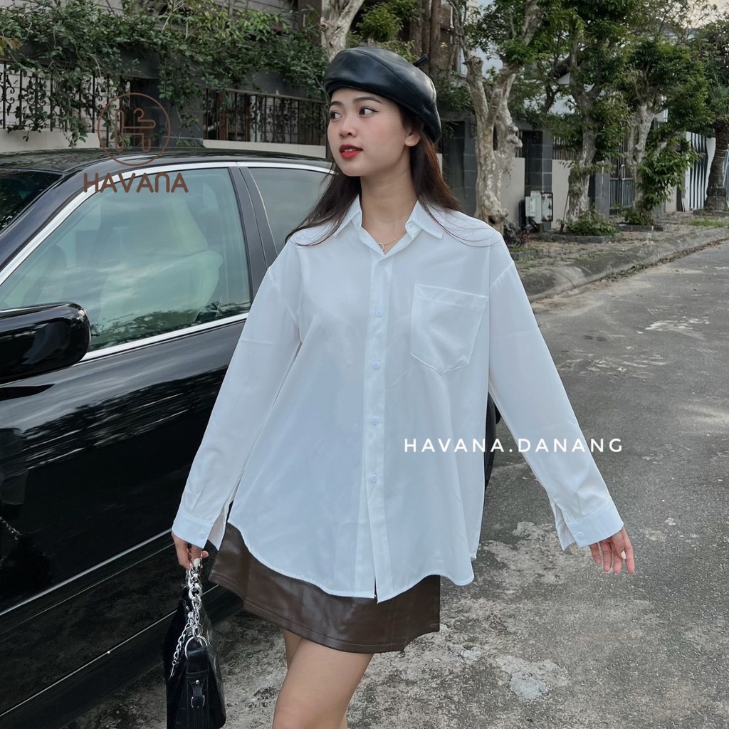 Áo sơ mi trắng, áo sơ mi form rộng công sở phong cách Hàn Quốc dành cho nữ chất kate mềm AE290 | BigBuy360 - bigbuy360.vn