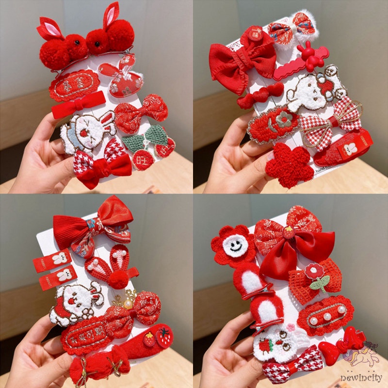 Set 9 Kẹp Tóc Phong Cách Năm Mới Hàn Quốc Cho Bé Gái