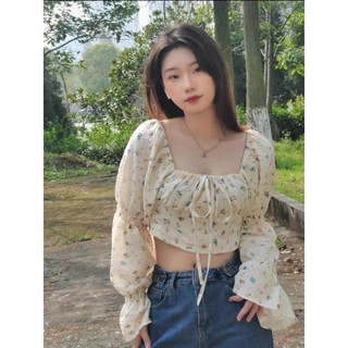 (Ảnh thât) ÁO CROP HOA VIO THƠ MỘNG