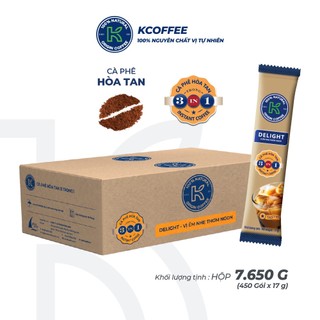 Cà phê hòa tan 3 in 1 K Delight Thùng 7650g thương hiệu K Coffee (17g x 450 gói)