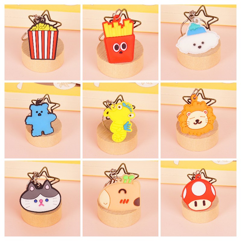 Móc Khóa Cao Su PVC Mềm Họa Tiết Hoạt Hình Sáng Tạo