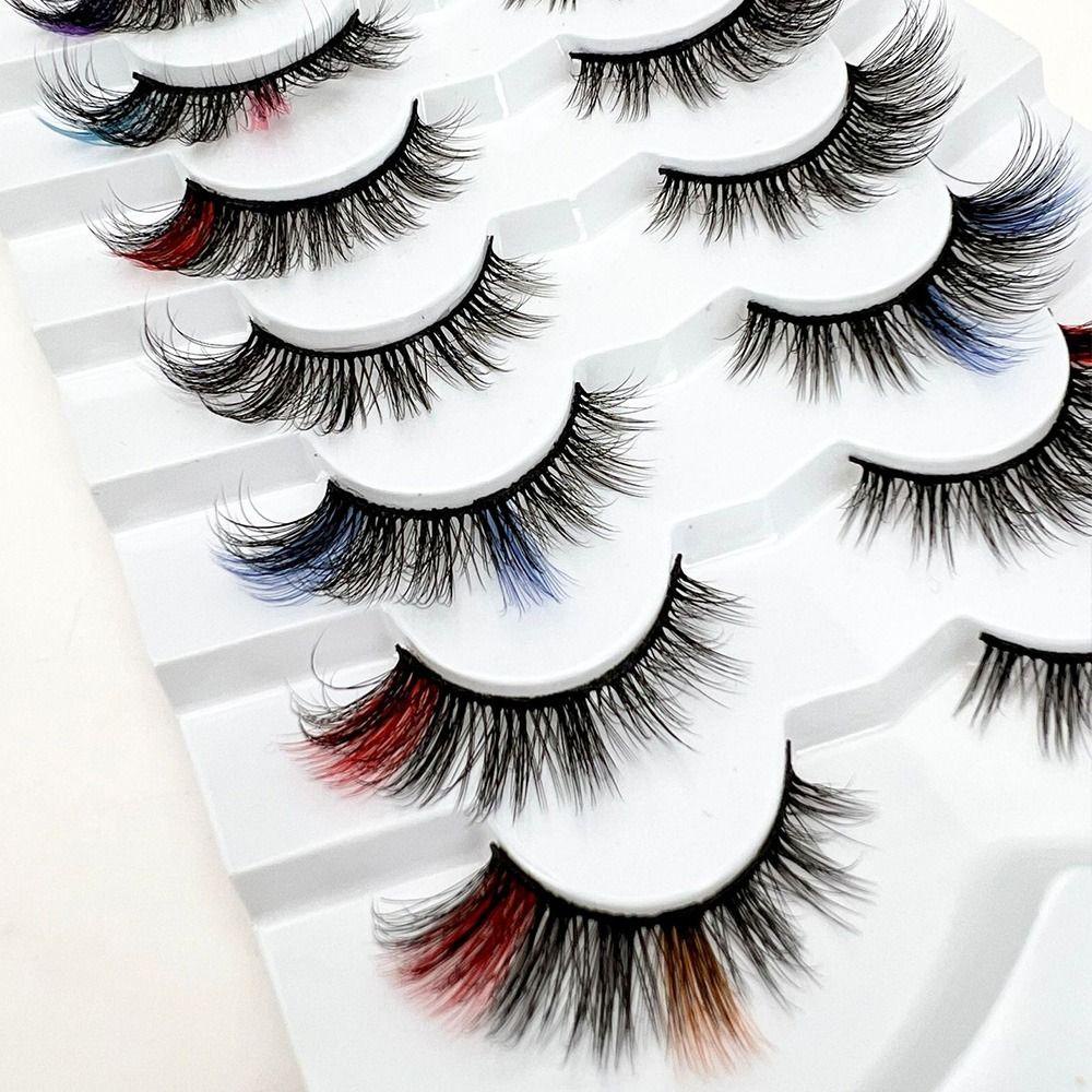 EUCA Set 7 Cặp Lông Mi Giả Kiểu Mắt Mèo Độc Đáo Cho Tiệc Hóa Trang