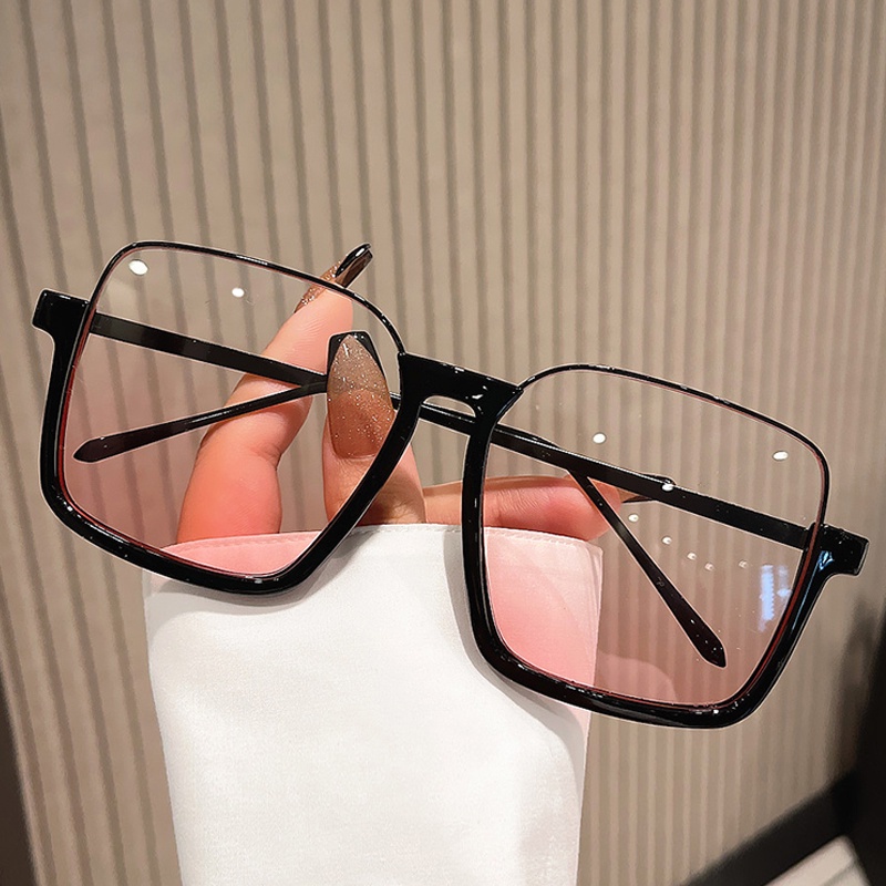 Kính Mát Gọng Vuông Lớn Trong Suốt Chống Tia UV Phong Cách Hàn Quốc Cổ Điển Thời Trang Cho Nữ