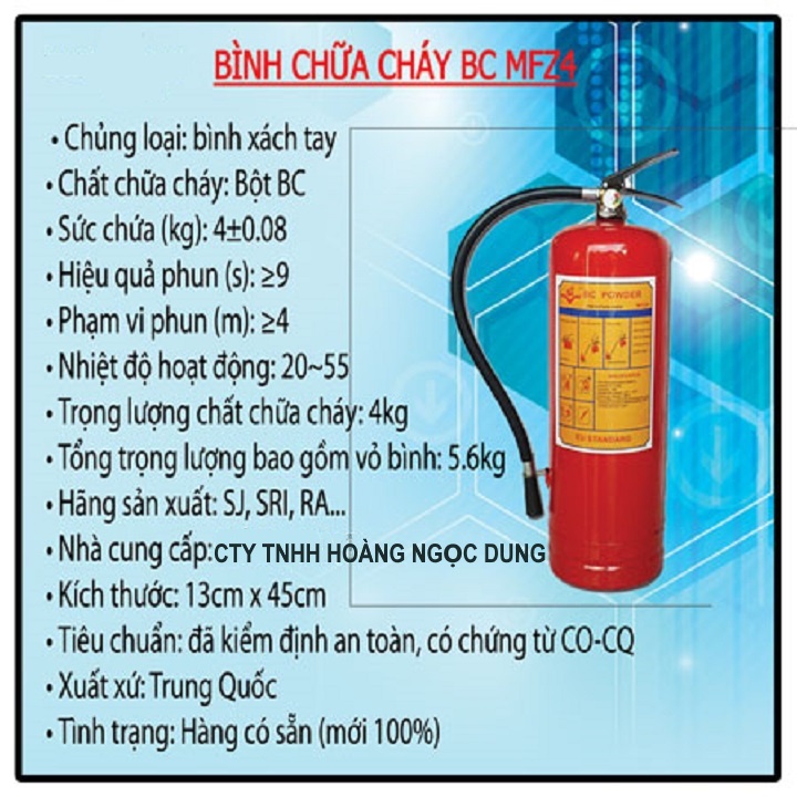 BÌNH CHỮA CHÁY MFZ4 BC LOẠI 4Kg , BÌNH BỘT CỨU HỎA , BÌNH PCCC