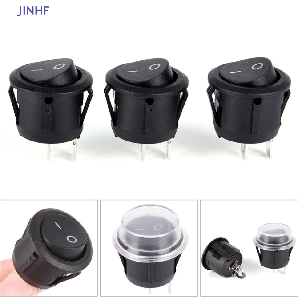 Công tắc JINHF ON-OFF hình tròn chấm tròn 2 chấu + vỏ chống nước cho xe hơi JINHF