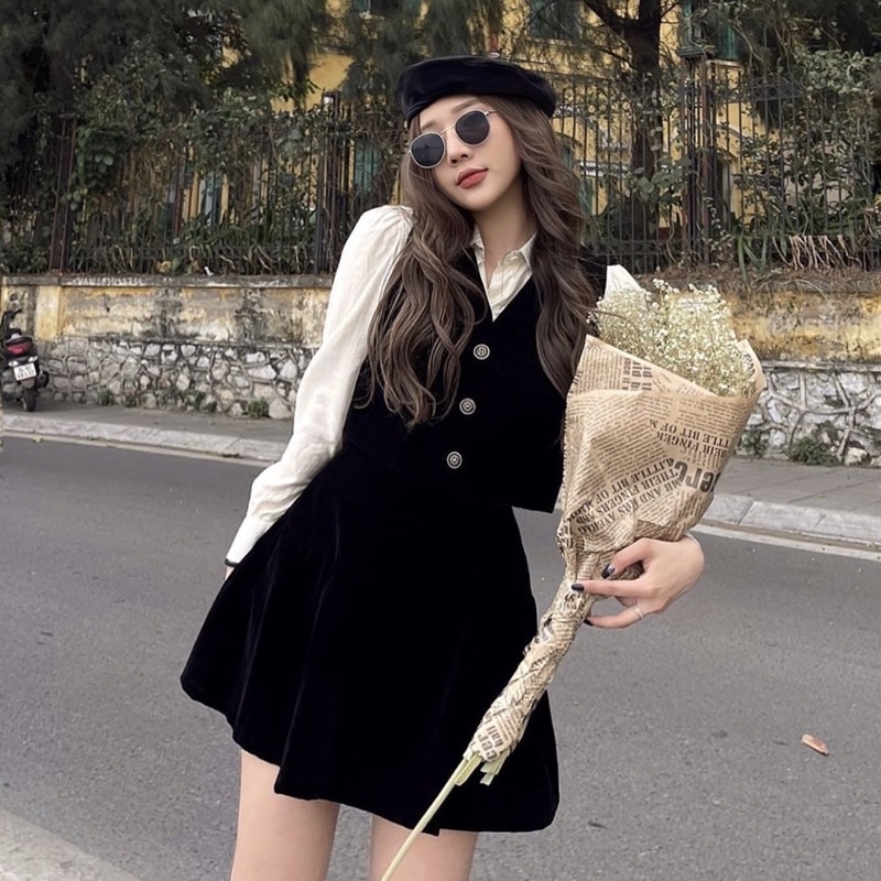 Set 3 món rời bao gồm sơ mi, gile nhung & chân váy nhung siêu xinh - 𝐕𝐘.𝐂𝐋𝐎𝐓𝐇𝐄𝐒
