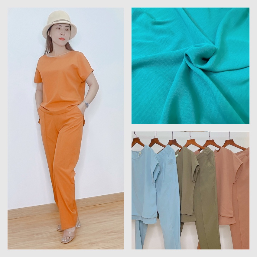 [HTA Linen Xốp] M032A - Set quần dài + áo tay lỡ