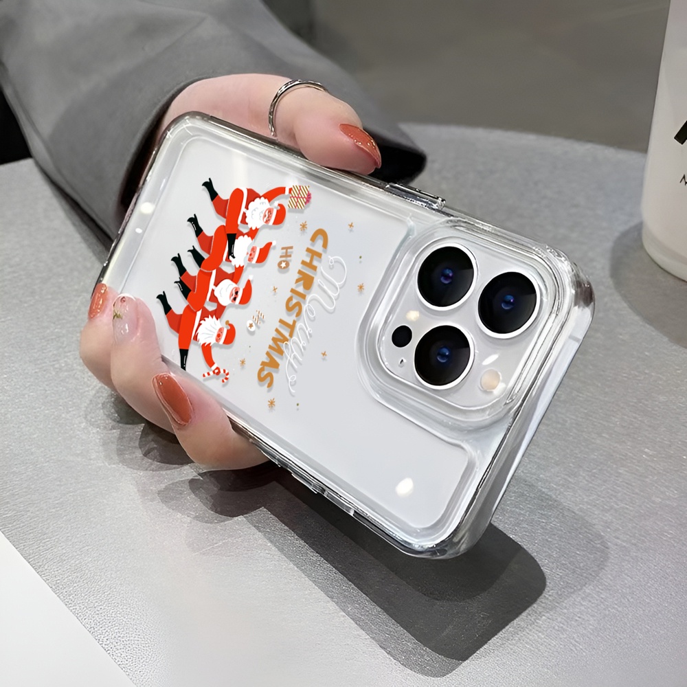 Ốp Điện Thoại Trong Suốt Hình Ông Già Noel Nhảy Múa Cho iphone 14ProMax 13 11 12 7Plus X XR XS Max 8 7