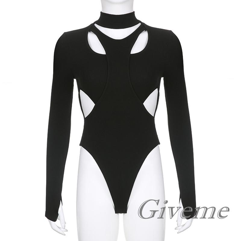 Áo Liền Quần Dài Tay Khoét Lỗ Màu Sắc Thời Trang Cho Nữ