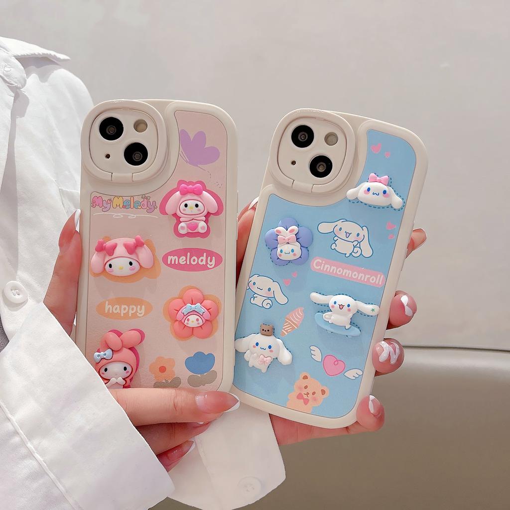 Ốp Điện Thoại Da Có Giá Đỡ Hình Búp Bê melody 3D Cho IPhone 14promax 14pro 13promax 12 11