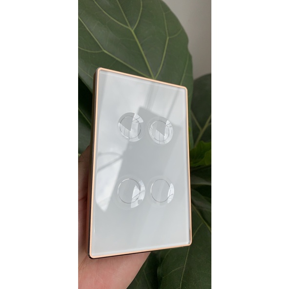 Công tắc wifi nút lõm Tuya Smart, Công tắc zigbee tuya nút lõm Viền Vàng Cao Cấp Hình Chữ Nhật Điều Khiển Từ Xa