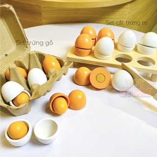 Đồ chơi cắt trứng gỗ cao cấp toystore, có thể đựng trứng thật FUDAER