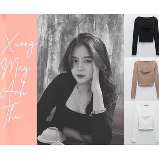 Áo body dài tay cổ u - chất len zip