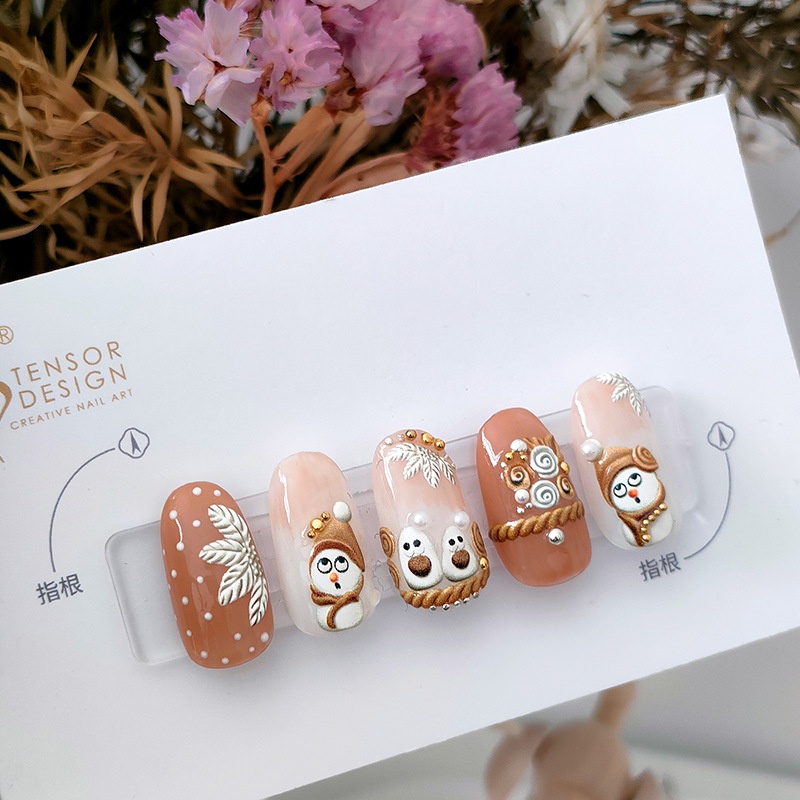 Miếng Dán Trang Trí Móng Tay Họa Tiết Người Tuyết Giáng Sinh 5D Xinh Xắn KX-287