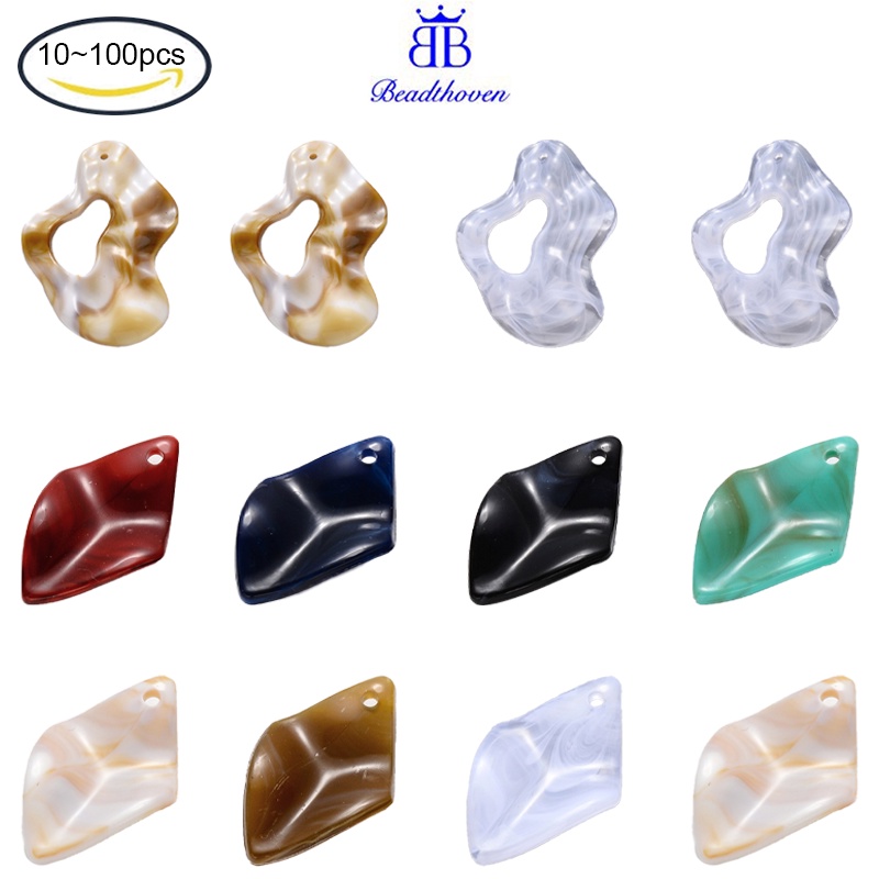 Bộ 10 Mặt Dây Chuyền Đá Acrylic 53x38x4.5mm: 1.8mm