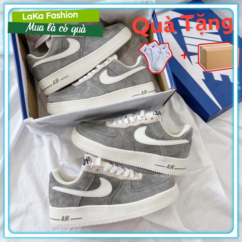 Giày sneaker Air force 1 Grey Pavy Tale ( Af1 Xám da lộn ) - Giày _Nike Xám NỈ Air Force 1, AF1 Bản chuẩn đẹp fullbox