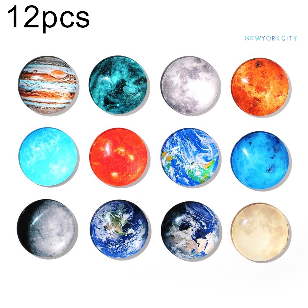Bộ 12 Miếng Dán Cửa Kính Hình Mặt Trăng Hành Tinh Dùng Trang Trí Tủ Lạnh