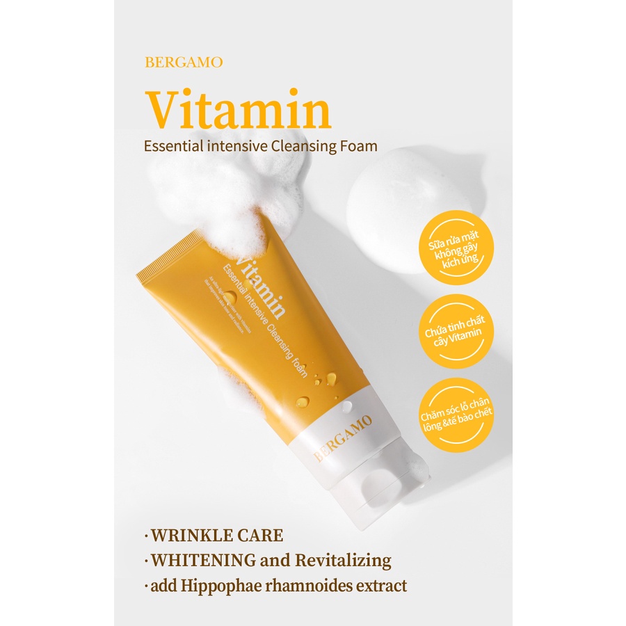 Sữa rửa mặt BERGAMO vitamin cấp ẩm cho da - Vitamin Essential Intensive 120ml